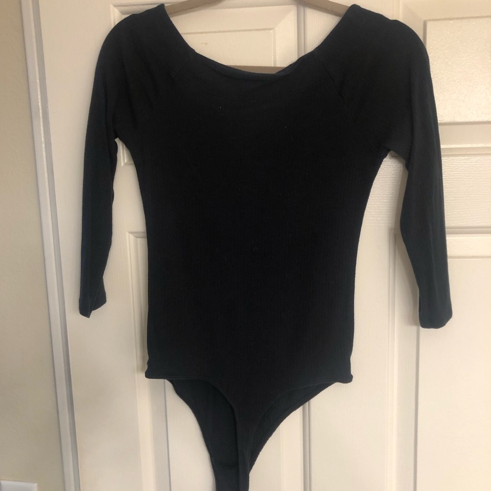 Free People Classic Black Knit Bodysuit
